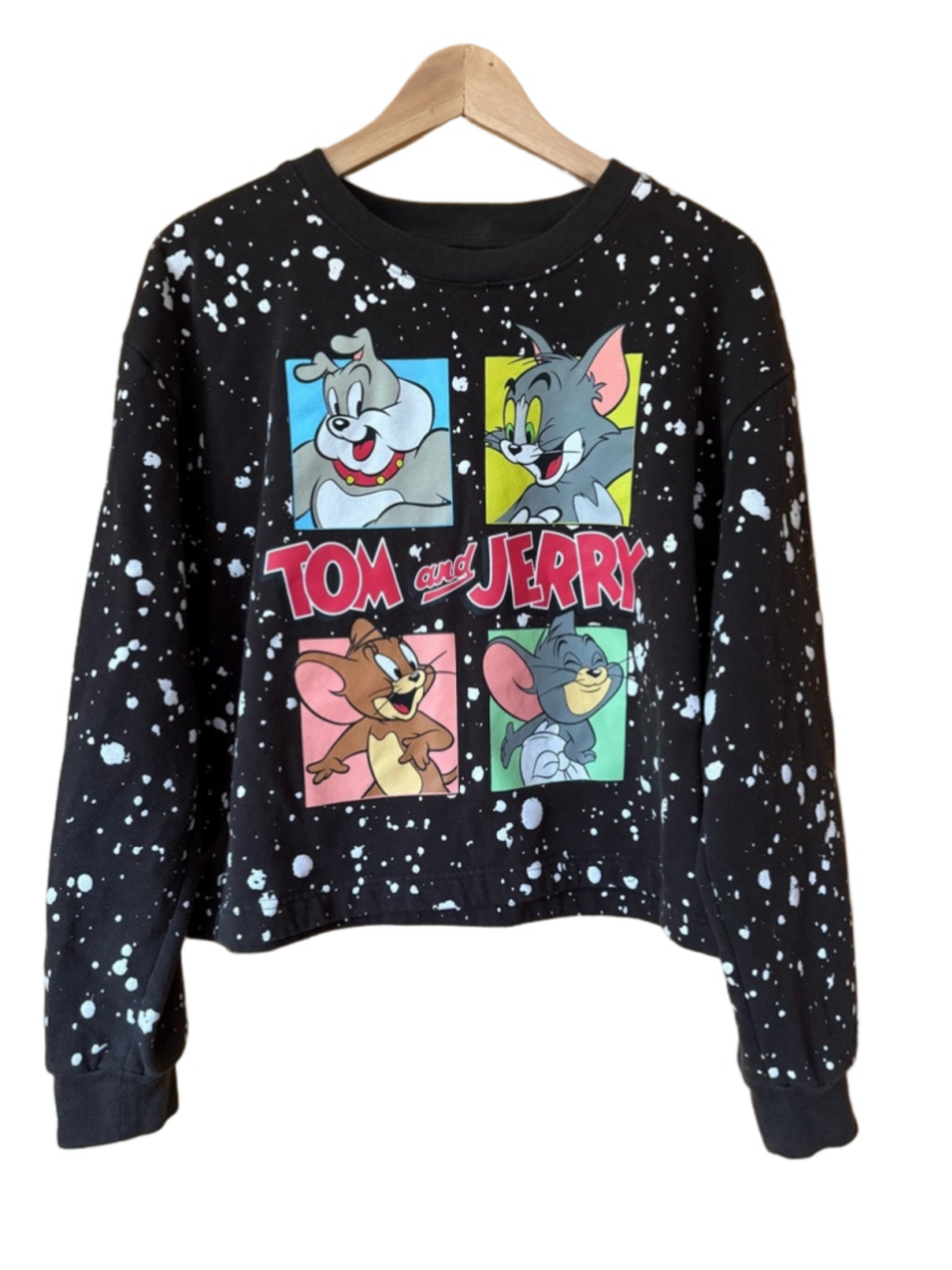 Tom & Jerry cropped paint splatter sweatshirt size XXL